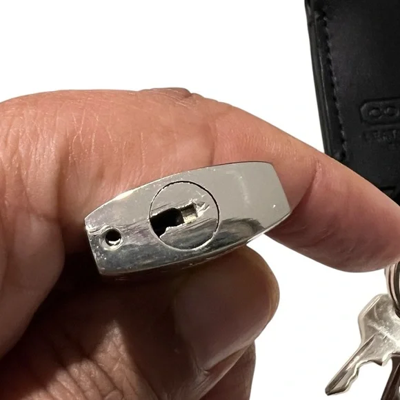 Coach Silver Padlock and Black Leather Clochette with two keys - Picture 14 of 15